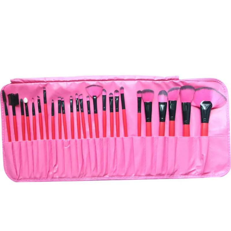 Profesional 24pcs Makeup Brushes Set With Pu Bag 5 Colors Available High Quality Makeup Tools & Accessories