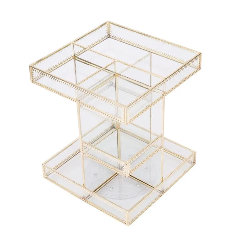 360-Degree Rotating Cosmetic Storage Box Brush Holder Home Makeup Jewelry Organizer Case Office Skin Care Product Storage Rack