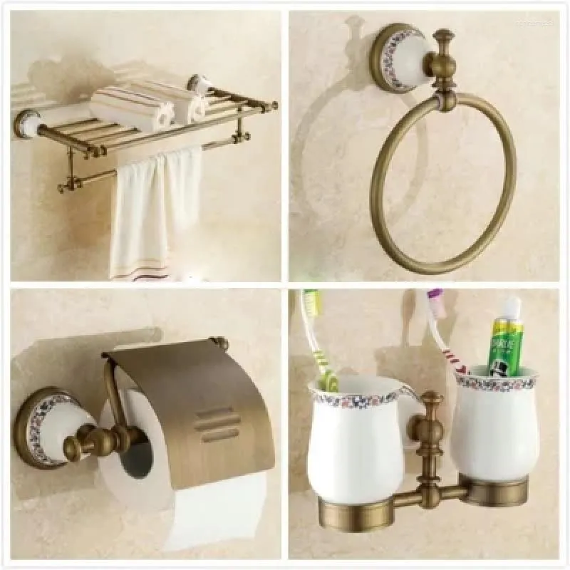 Copper-Finished Bath Accessory Set with Wall-Mount...