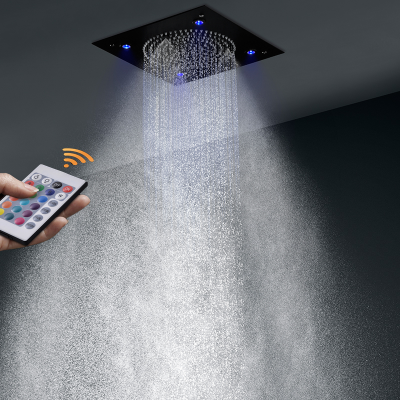 Modern Black Ceiling Rainfall Mist LED Shower Set ...