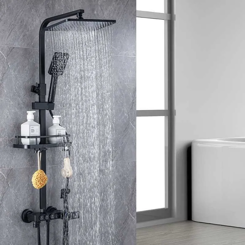 Copper Black Button Thermostatic Shower Set with 4...