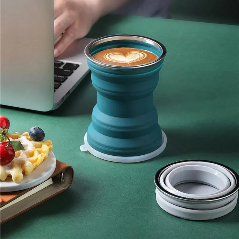 Portable Silicone Folding Cup with Lid for Outdoor...