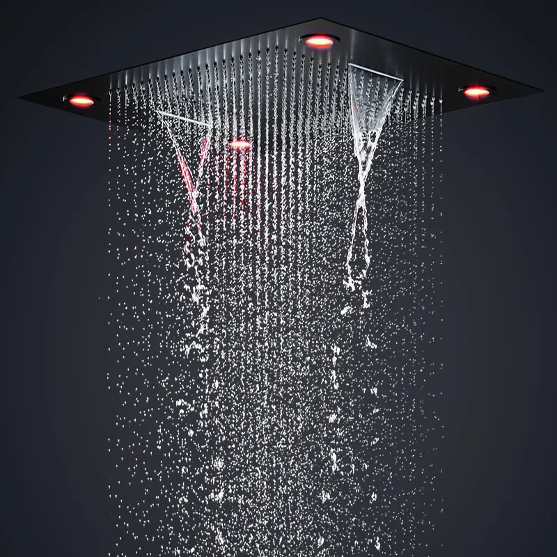 Large LED Thermostatic Rain Shower Set with Rainfa...