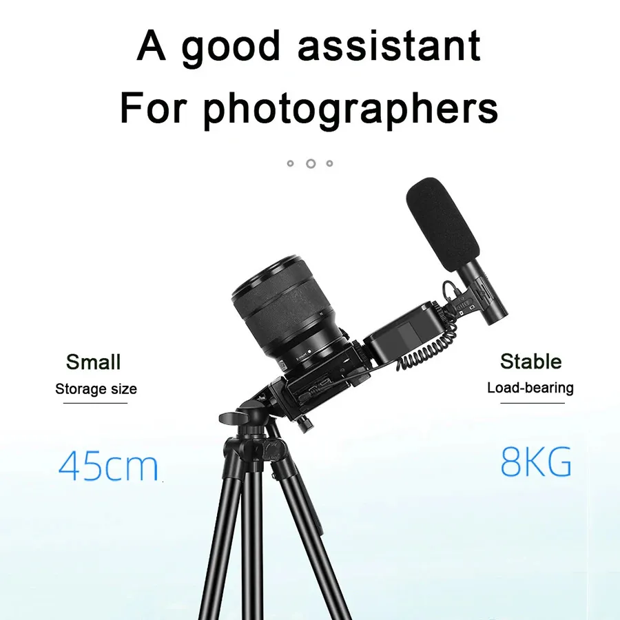 Tripod Portable Phone Camera Travel Tripod Kit With Microphone Led Light For Video Interview Live Streaming Stand