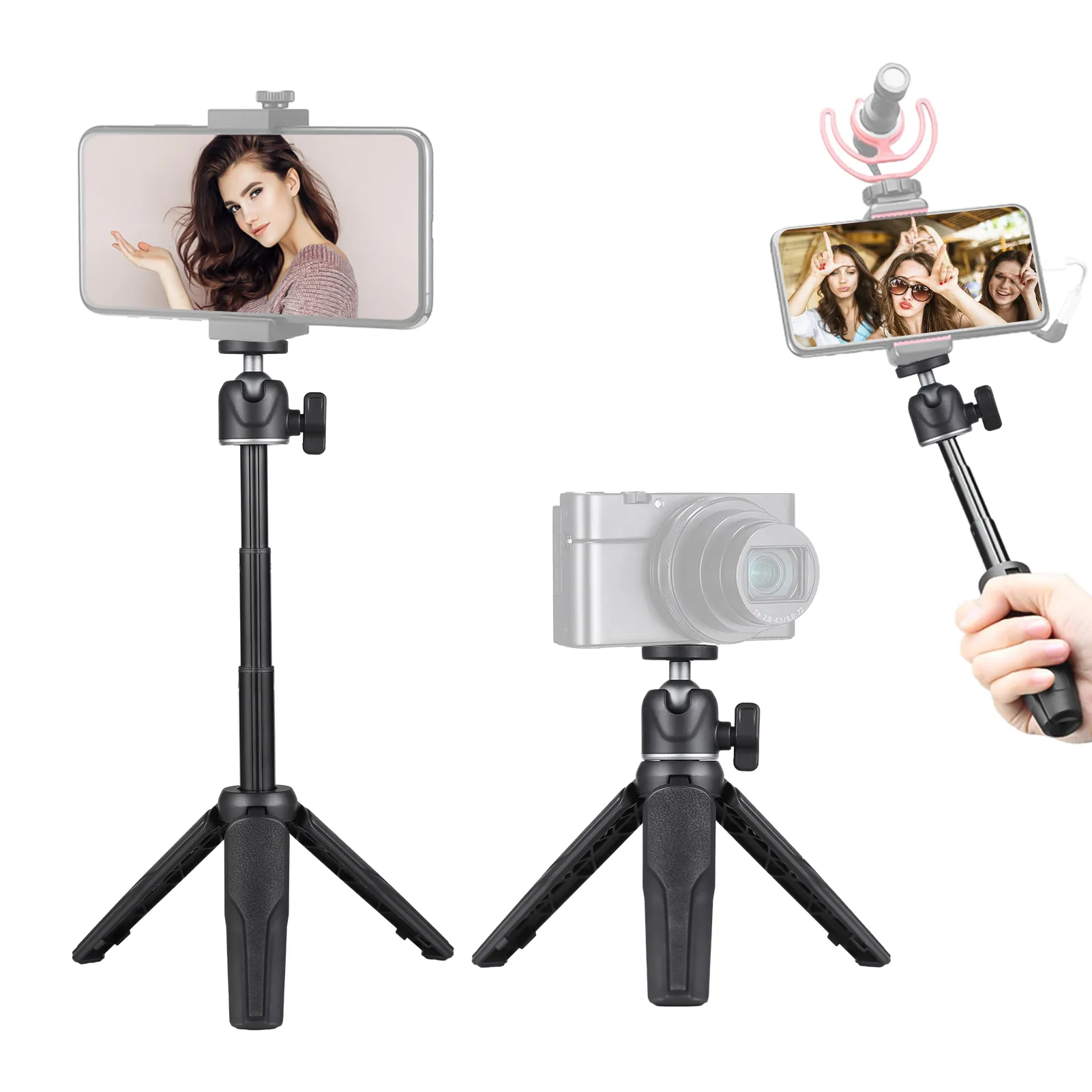 Mini Extendable Camera Tripod For Photography Bracket Stand With Ball Head 1/4 Inch Screw Mount