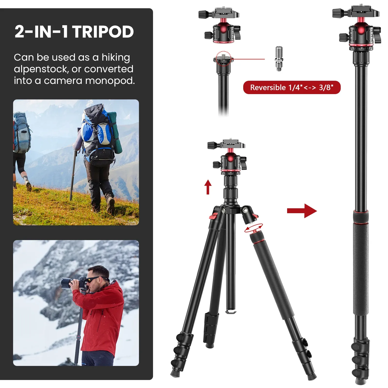 Camera Tripod Flexible Travel Professional Camera Tripod Stand Video Aluminum Alloy Monopod For Digital Camera