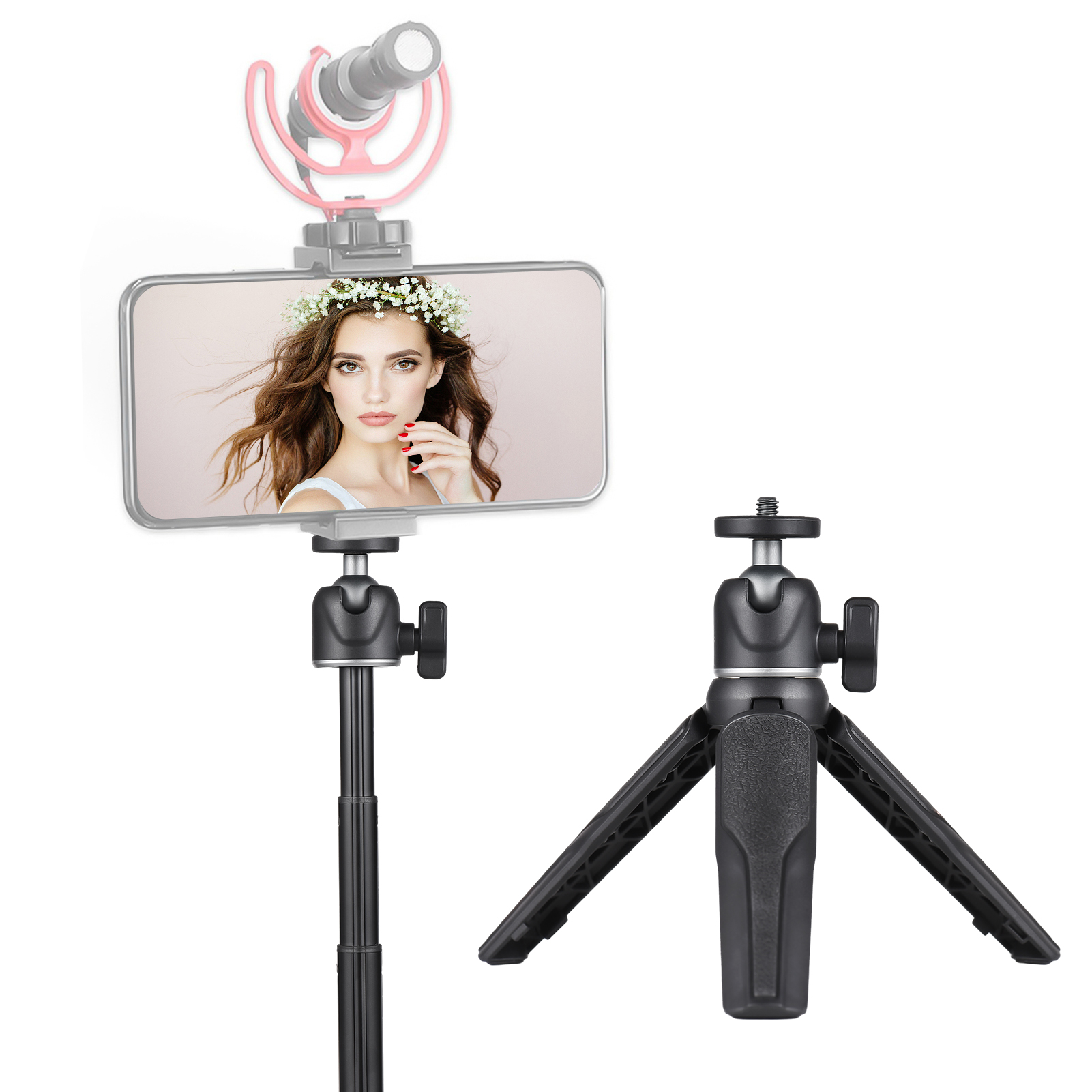 Mini Extendable Camera Tripod For Photography Bracket Stand With Ball Head 1/4 Inch Screw Mount