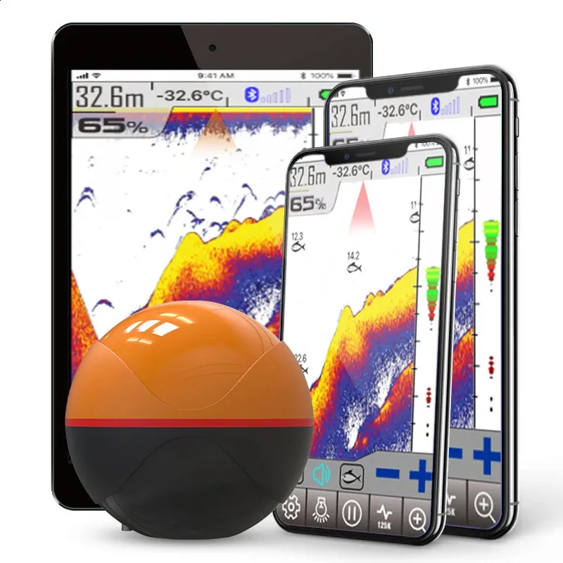 Erchang Wireless Fish Finder with Depth Echo Sounder, Dual Frequency Sonar Alarm and Transducer, Compatible with IOS and Android.