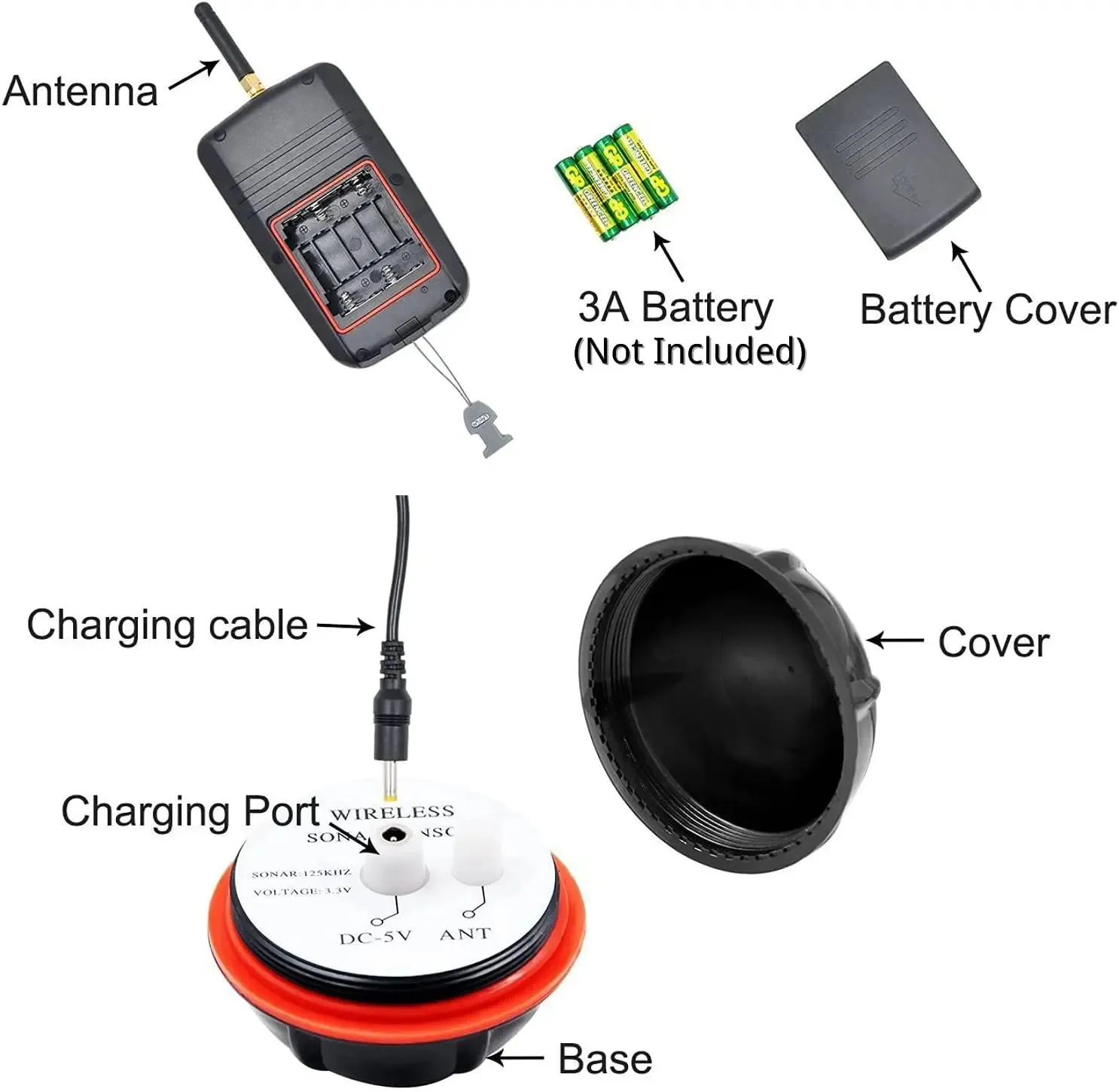 Wireless Sonar Fishing Alert, a Portable Fish Finder, an Underwater Echo Sounder and a Fishing Detector.