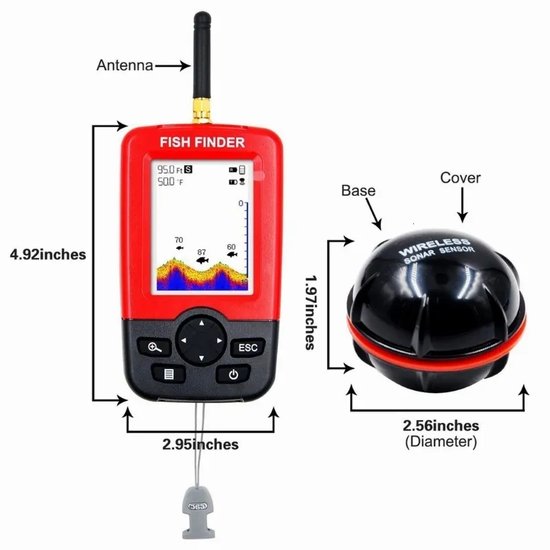 Smart Portable Depth Fish Finder with a 100M Wireless Sonar Sensor and Echo Sounder, an LCD Fishfinder for Lake and Sea Fishing.