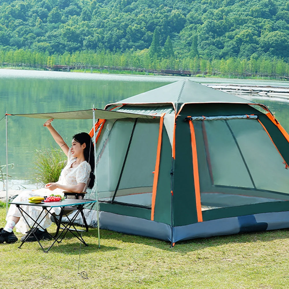 Automatic Quick Open Tent with a Canopy, a Waterproof Portable Hexagonal Tent for Families of 3 - 4 or 4 - 6 People.