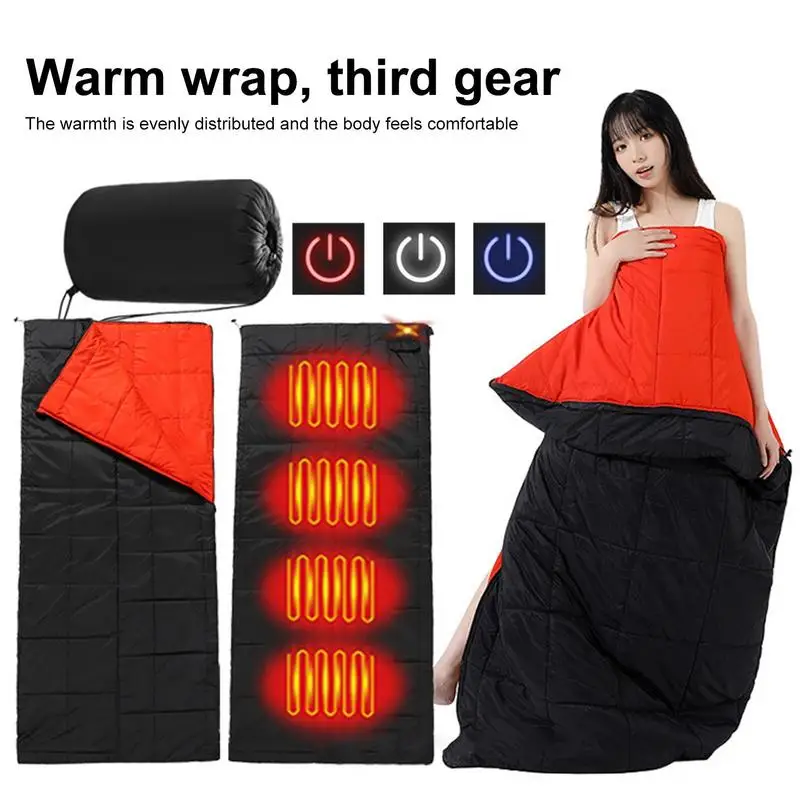 USB Heated Sleeping Bag Winter Warm Heated Blanket Pad For Outdoor Travel Camping Backpacking Sleeping Bag