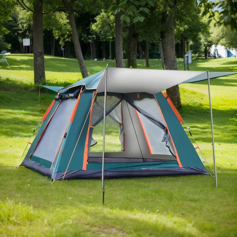 Automatic Quick Open Tent with Canopy Automatic Camping Tent Waterproof Portable Hexagonal Tent for Family 3-4/4-6 People