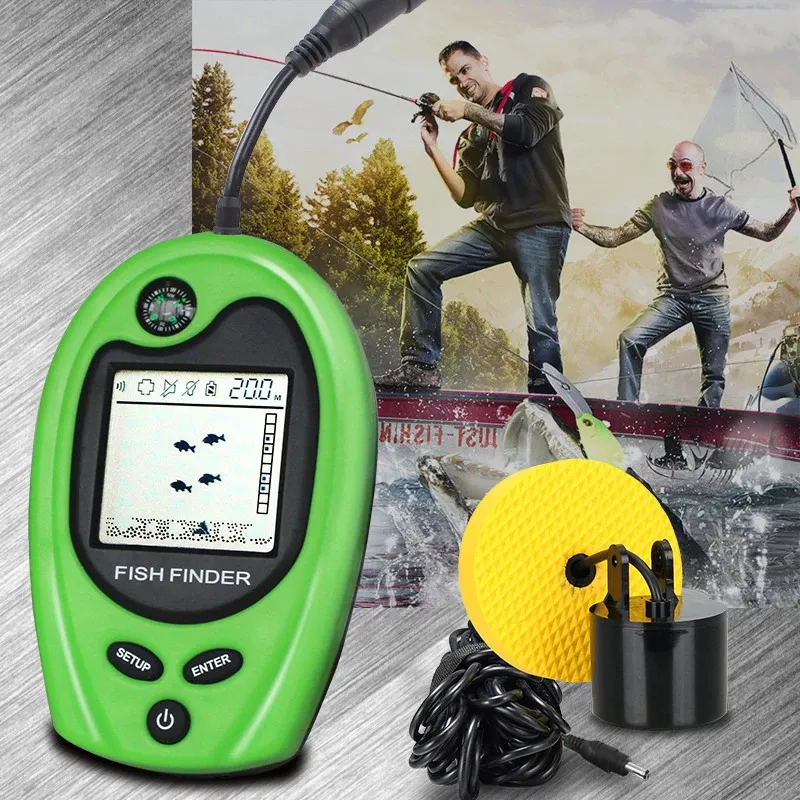 Portable Sonar Transducer with a 100M Lure Echo Sounder and Alarm, for Displaying Fishing Information in Lake and Sea Fishing.