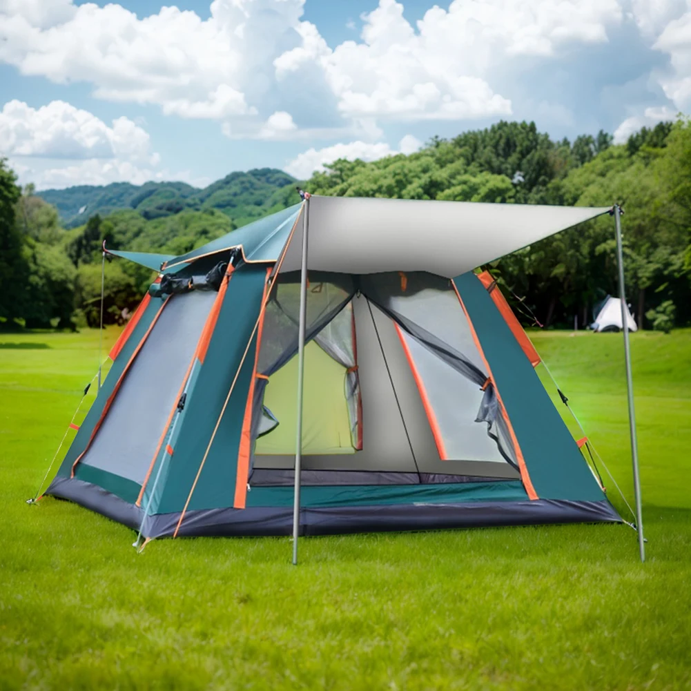 Automatic Quick Open Tent with a Canopy, a Waterproof Portable Hexagonal Tent for Families of 3 - 4 or 4 - 6 People.