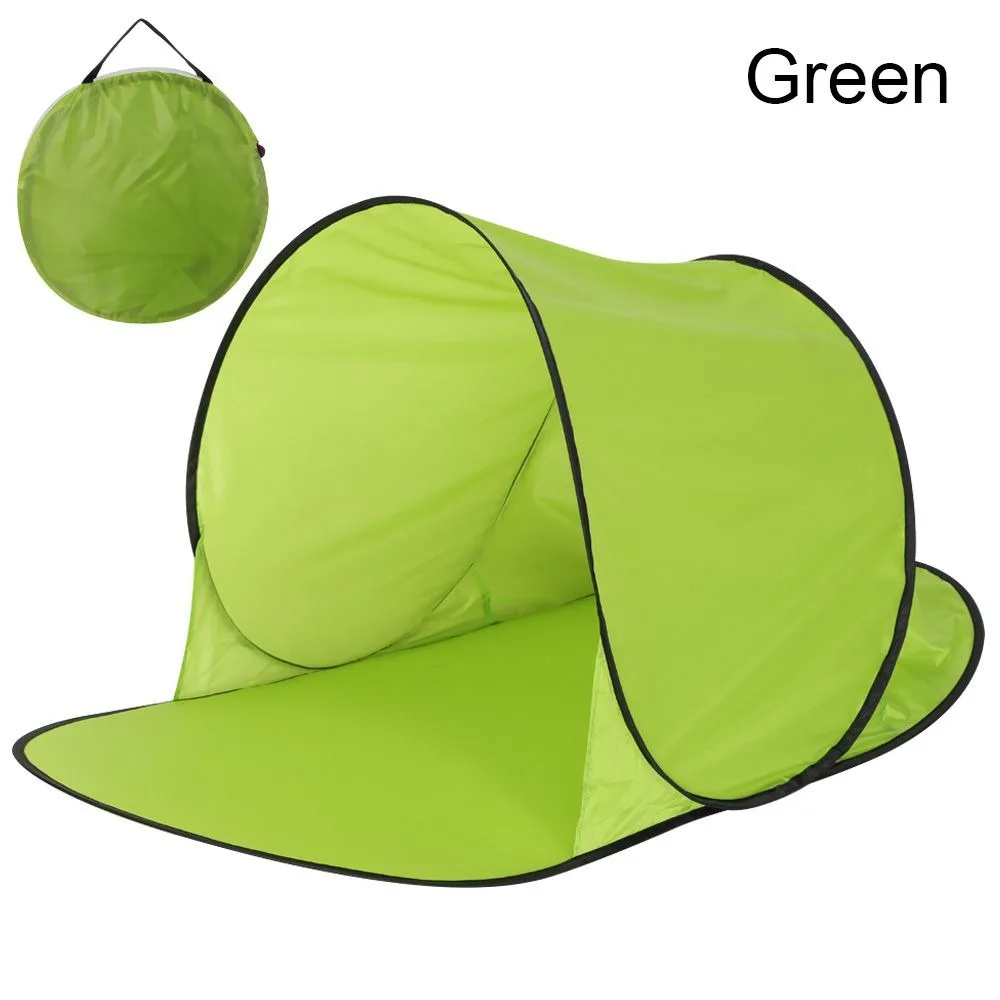 Polyester Pop Up Portable Beach Tent with Shade and Sun Shelter, Offering UV Protection, for Camping.