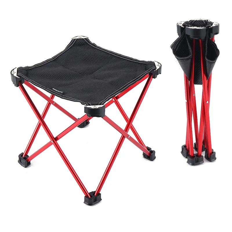 Outdoor Portable Folding Chair Ultralight Aluminium Alloy Fishing Chair Small Square Chair for Travel Beach Hiking Picnic Seat