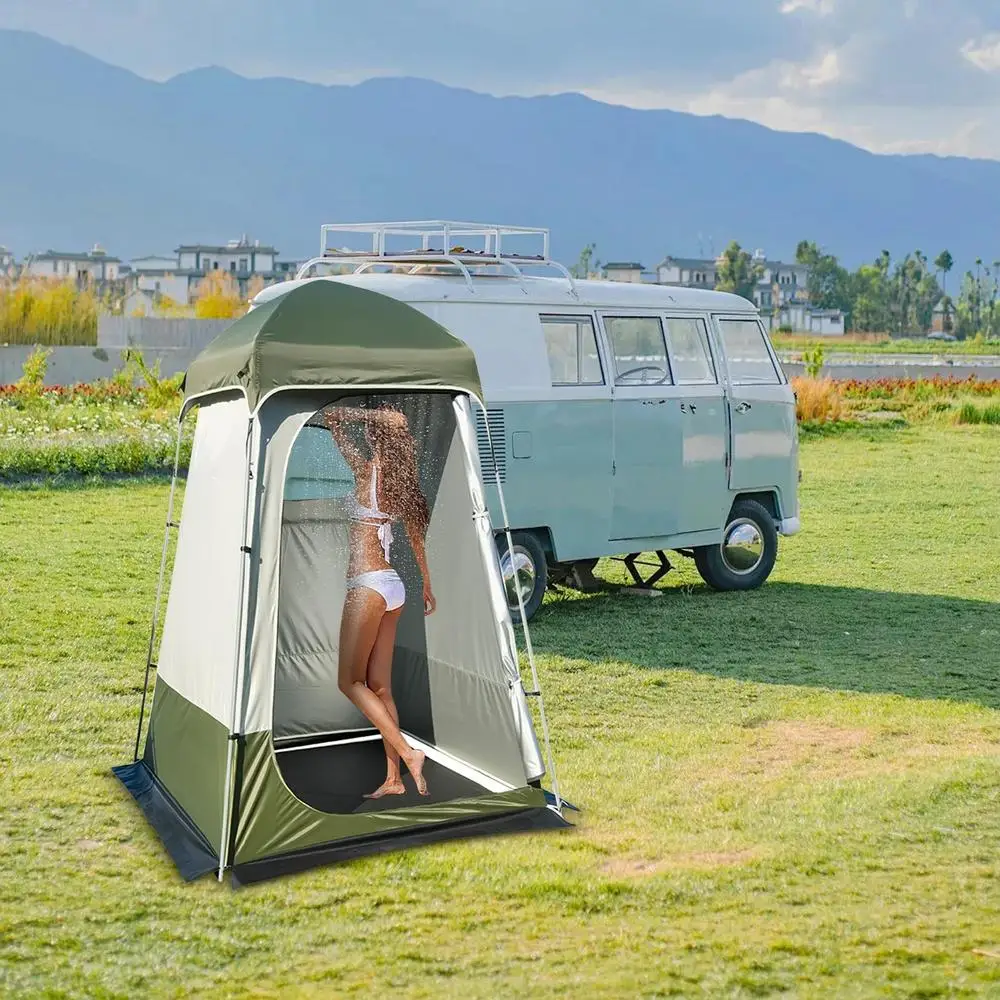 Pop Up Outdoor Camping Shower Tent, a Pop Up Changing Room and Bath Tent Shelter Made of Silver Coated Cloth, Folding and Waterproof, and Oversized.