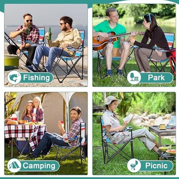 2 Pcs Portable Folding Camping Chair With Carrying Bag Lightweight Foldable Lawn Chair Outdoor Chair With Cupholder Beach Chairs For Outside Sports Events Fishing