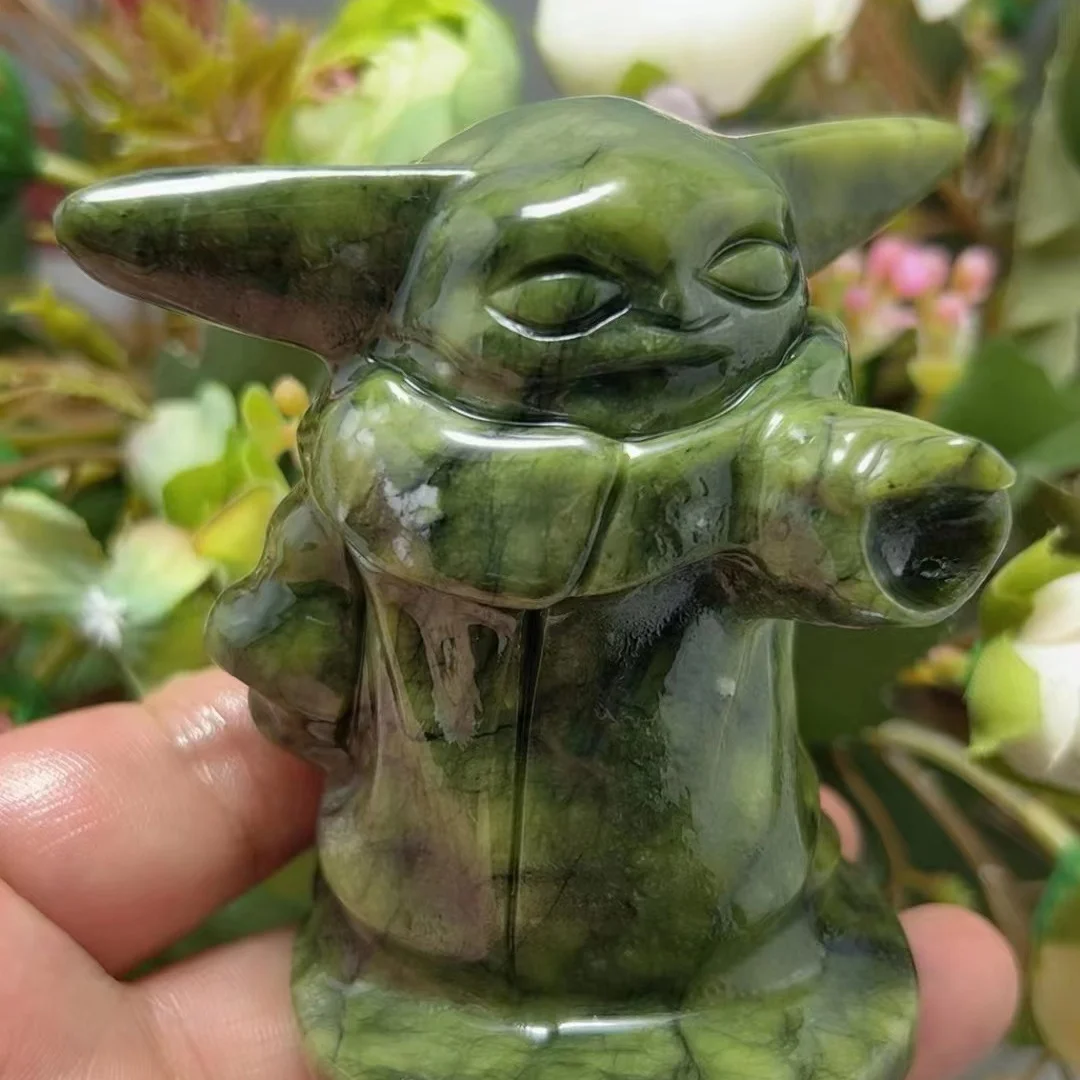 Natural Hsiuyen Jade Yoda Carving: Unique Gift Dec...