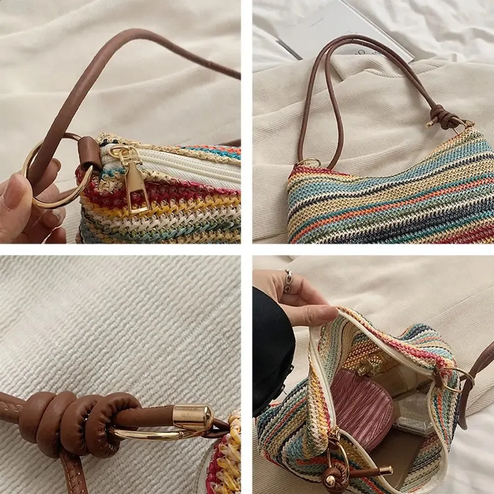 Bohemian Hand-Woven Turf Shoulder Messenger Bag: R...