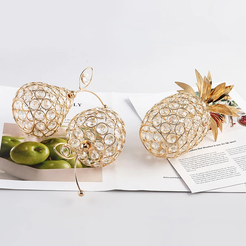 Glittering Crystal Apple: Rhinestone Pineapple Miniatures for Home Decor and Photography Props