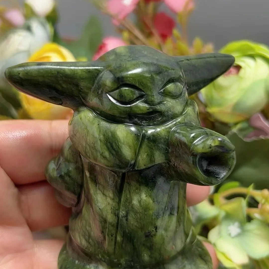 Natural Hsiuyen Jade Yoda Carving: Unique Gift Decoration