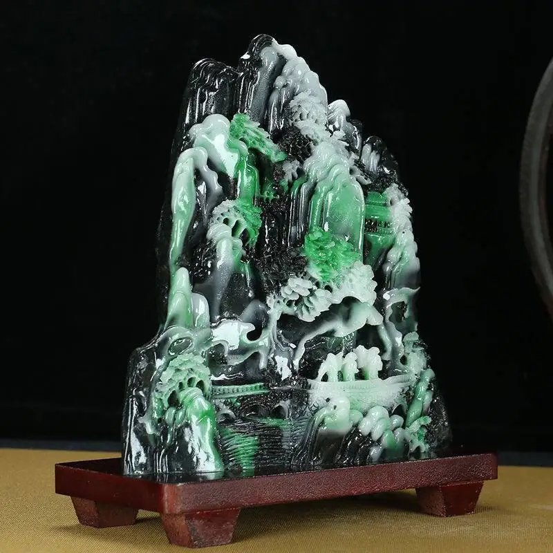 Imitation Dushan Jade Stone Carving: Fortune and P...