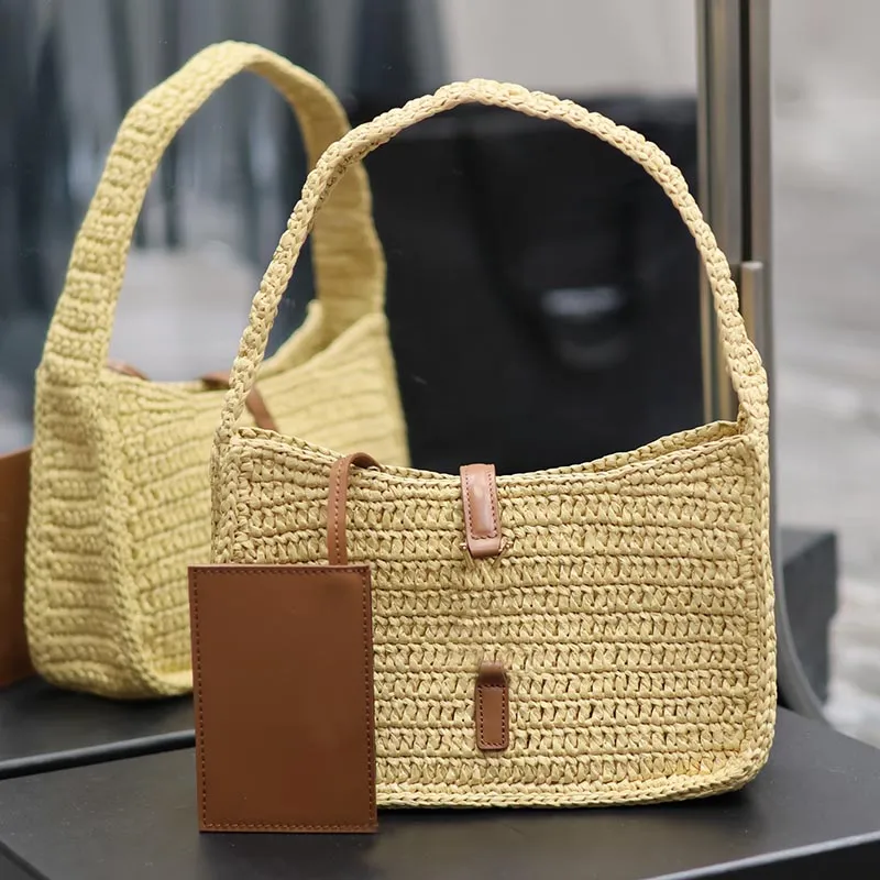 High-Quality Hand-Woven Straw Hobo Bag: Beach Purse with Mirror Finish, Women's Shoulder Bag