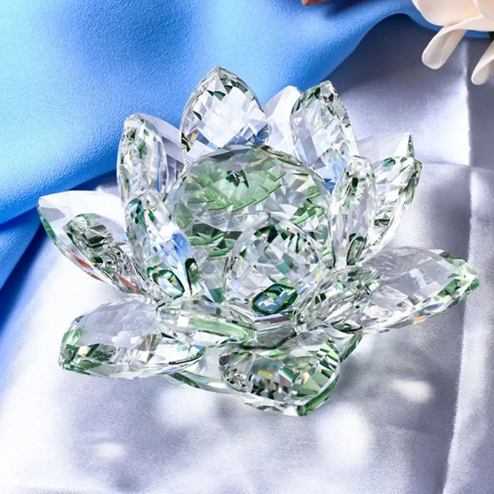 Crystal Lotus Flower: Glass Craft for Home and Wedding Decor, Paperweight, and Souvenirs