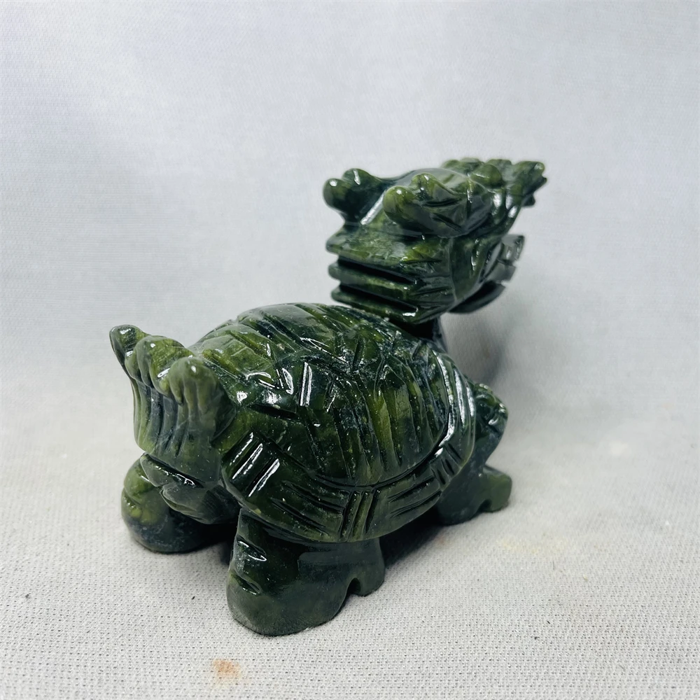 Sacred Dragon Turtle Statue: Hand-Carved Natural Stone, Energy Guardian for Home Feng Shui and Healing