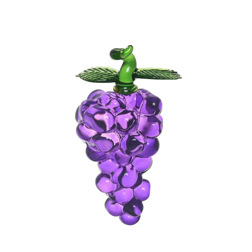 Purple Grape Tabletop Fruit Decoration: Crystal Art Glass Grapes, Mini Home Decor