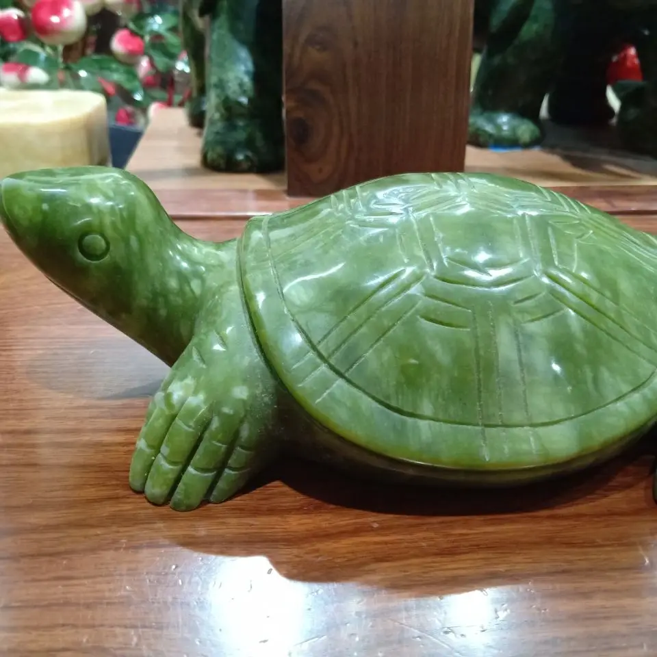 Natural Blue Jade Turtle Ornament: Home Decoration