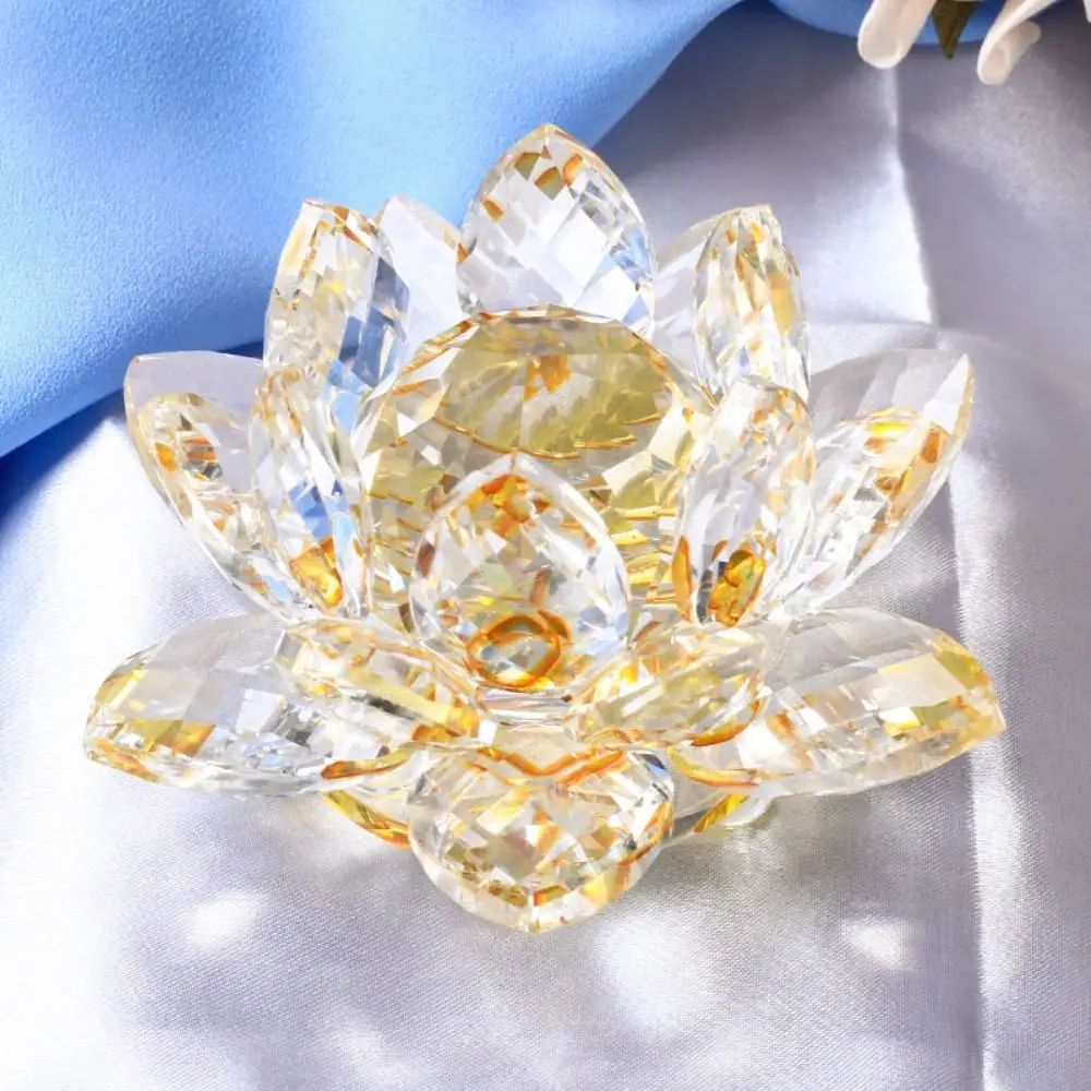 Crystal Lotus Flower: Glass Craft for Home and Wedding Decor, Paperweight, and Souvenirs