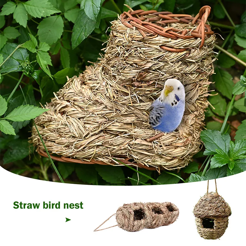 Hand-Woven Natural Grass Bird House: Nest Shelter ...