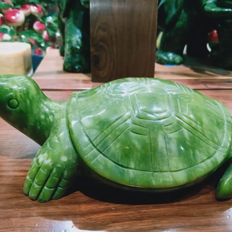 Natural Blue Jade Turtle Ornament: Home Decoration