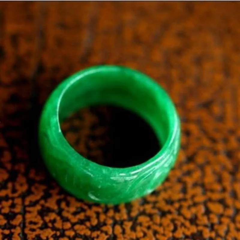 Jade Thumb Ring: Emperor Green, Dry Green, Iron Dragon, and Full Color Ruyi Carvings for Men and Women