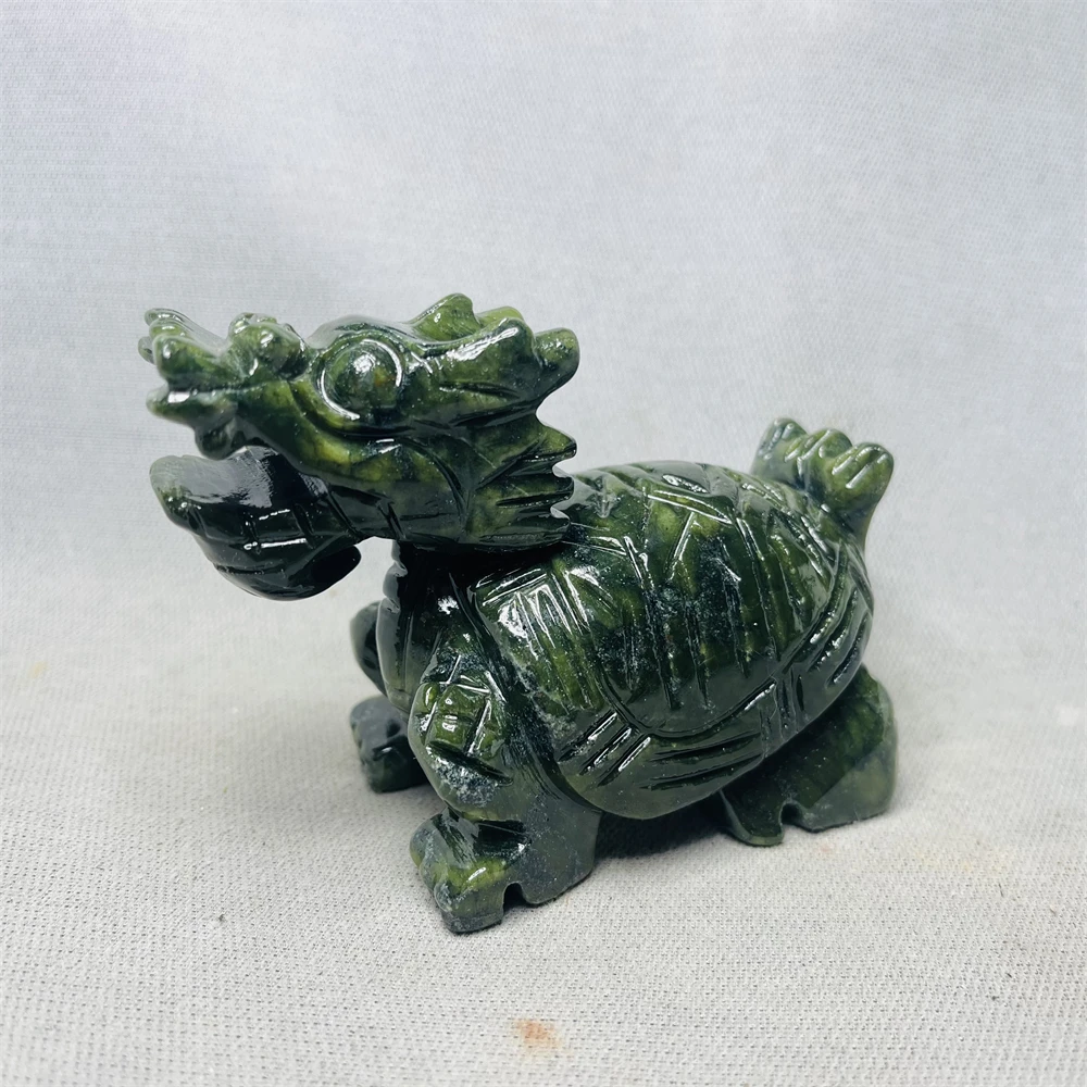 Sacred Dragon Turtle Statue: Hand-Carved Natural Stone, Energy Guardian for Home Feng Shui and Healing