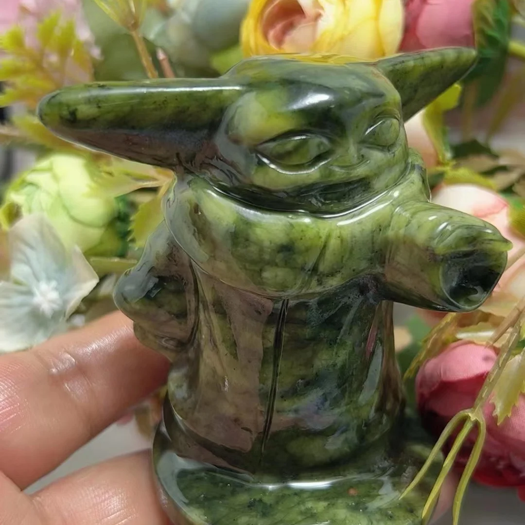 Natural Hsiuyen Jade Yoda Carving: Unique Gift Decoration