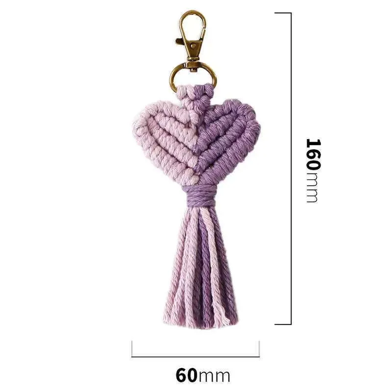 Vintage Woven Heart-Shaped Keychain: Hand-Crafted ...