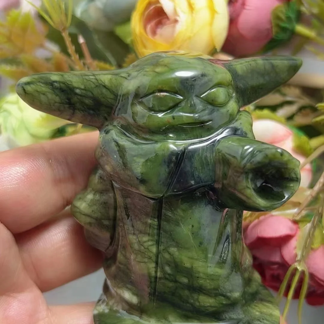 Natural Hsiuyen Jade Yoda Carving: Unique Gift Decoration