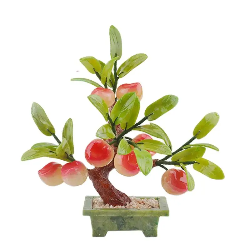 Exquisite Jade Stone Peach Tree Bonsai Decoration ...