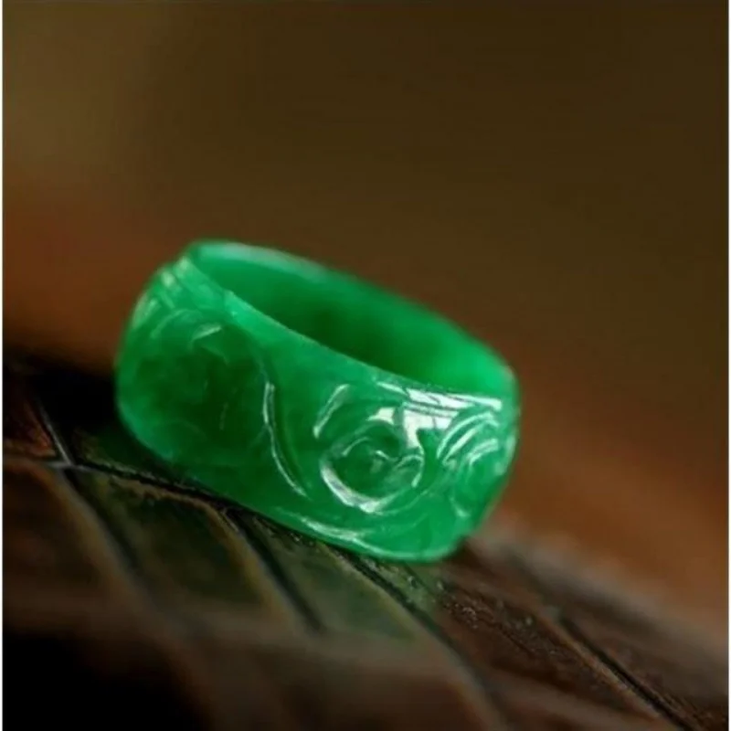 Jade Thumb Ring: Emperor Green, Dry Green, Iron Dragon, and Full Color Ruyi Carvings for Men and Women