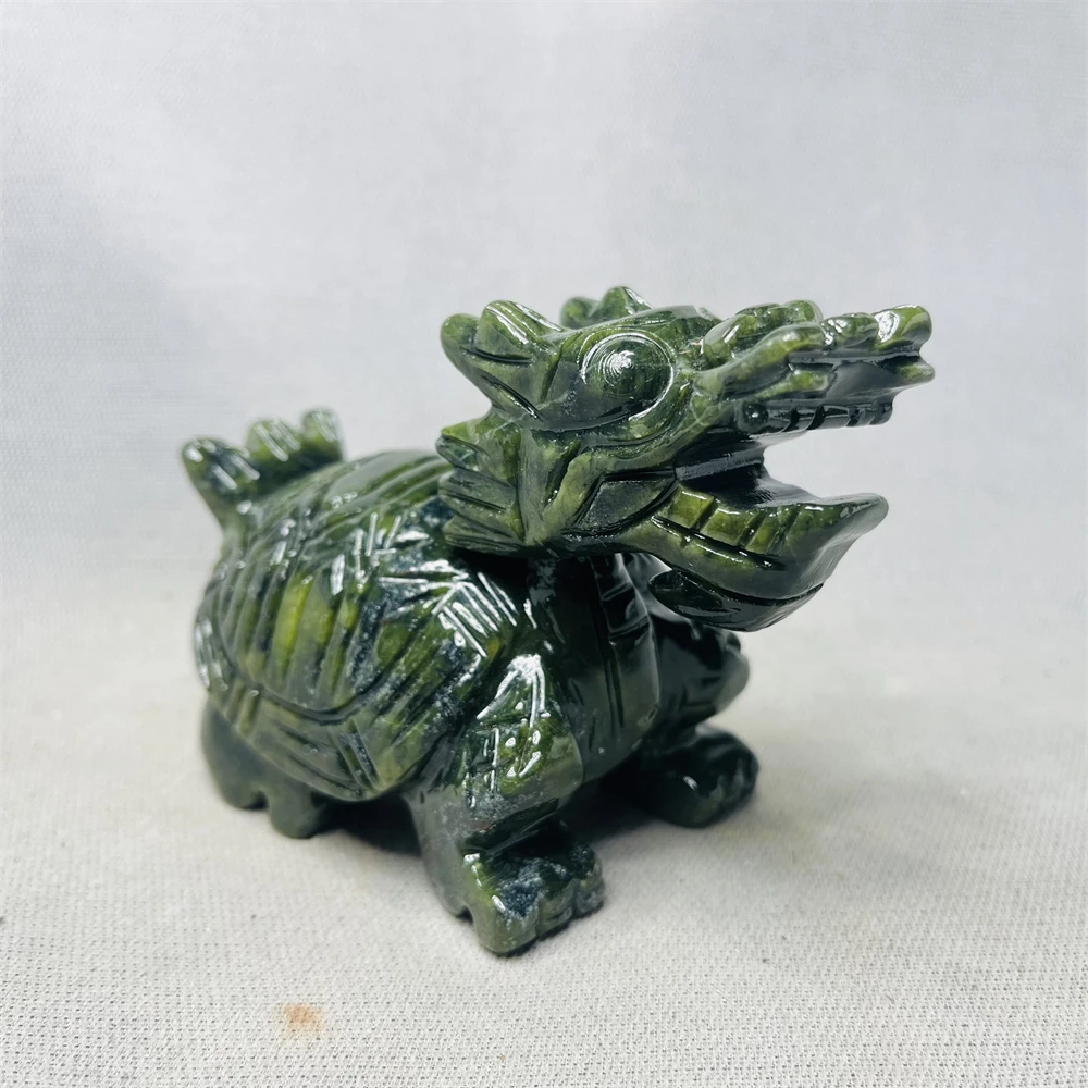 Sacred Dragon Turtle Statue: Hand-Carved Natural Stone, Energy Guardian for Home Feng Shui and Healing