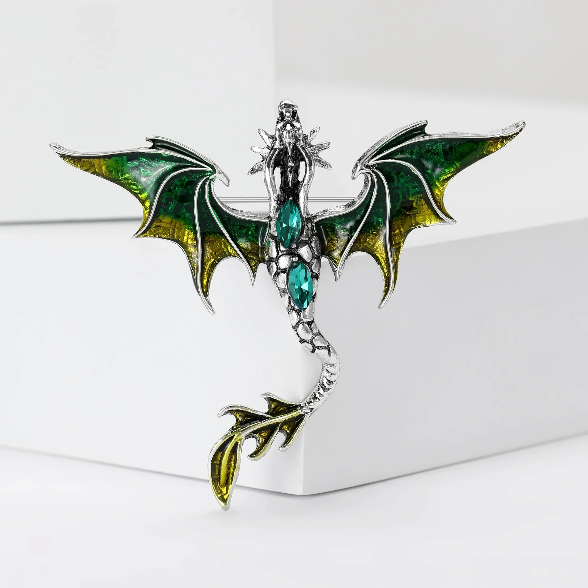 Popular Enamel Dragon Pins for Women Unisex Rhines...