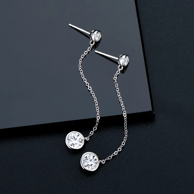 Moissanite Earrings for Women, 925 Silver Long Cha...