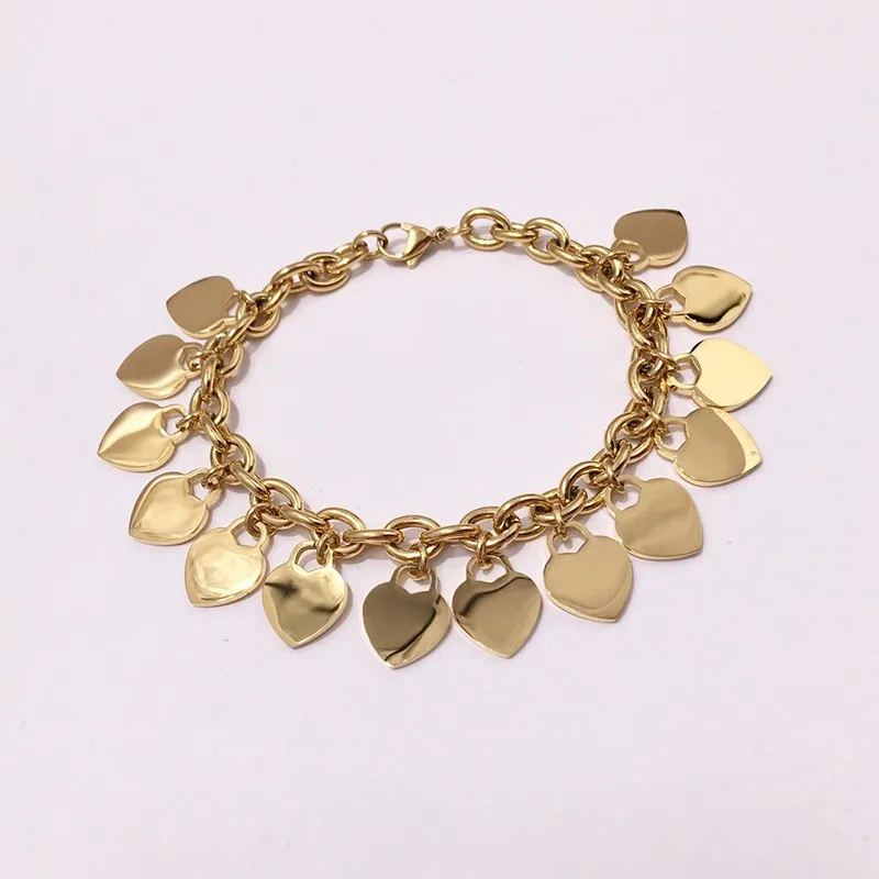 Heart Bracelet, 18k Gold Plated Charm Bracelets, W...