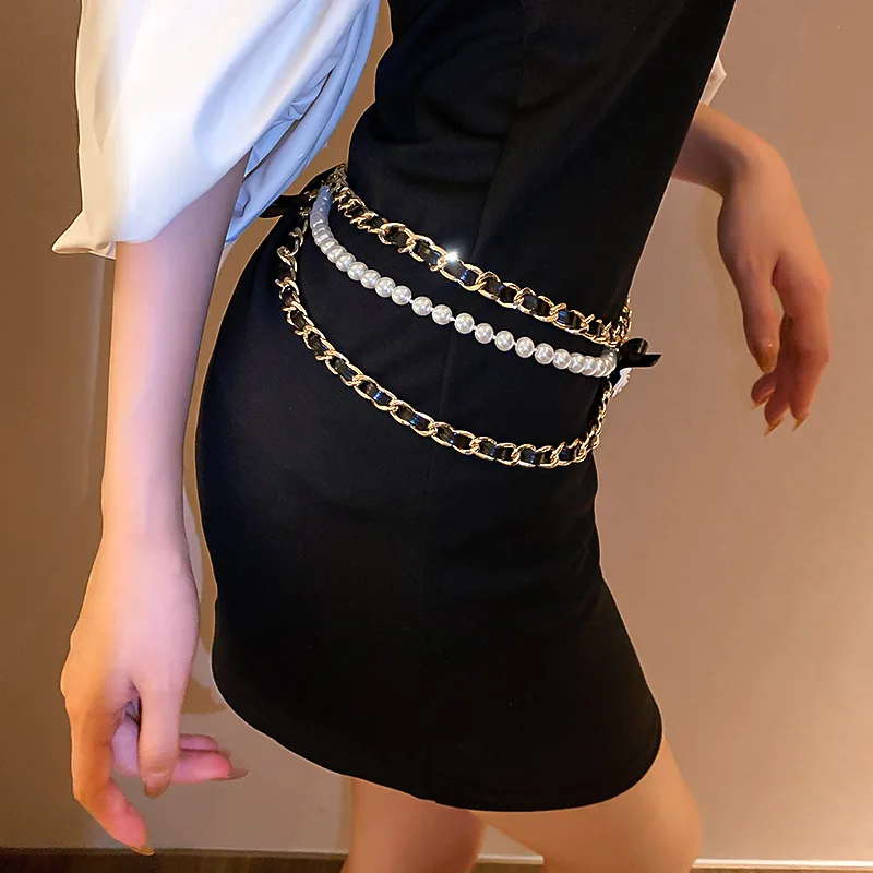 Fashion Waist Chain Camellia Pearl Belt, Women's A...