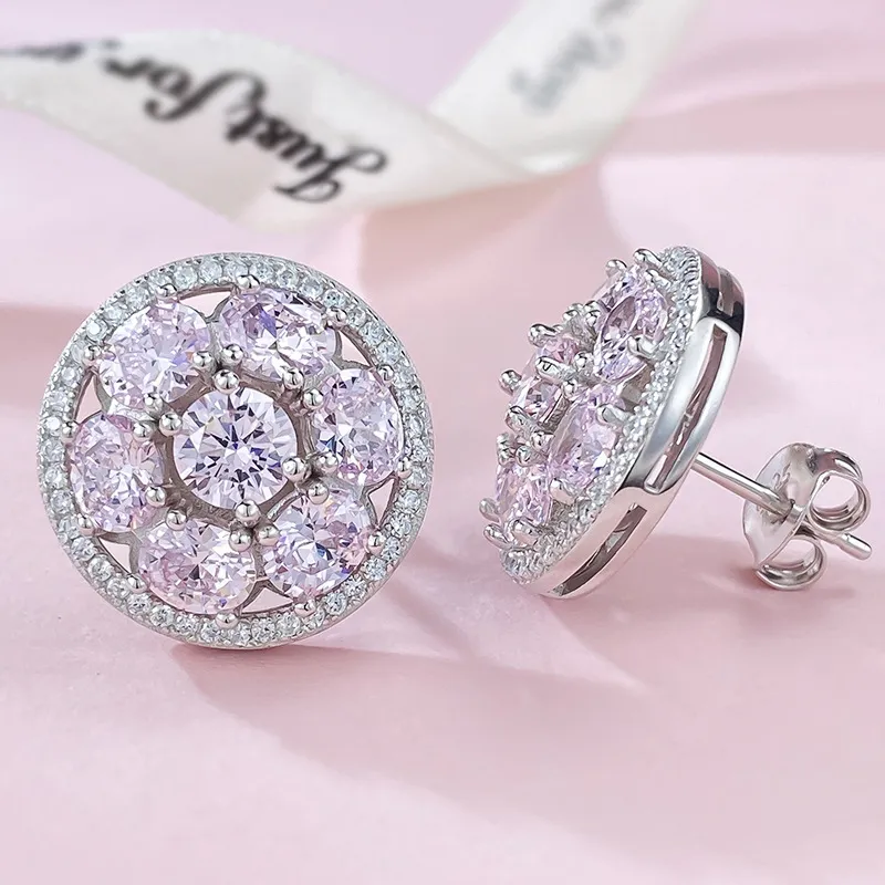 Beautiful Pink Diamond Stud Earrings in Sterling S...