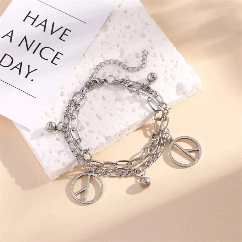 Bangle High-End Stainless Steel Jewelry Bracelet for Women and Men, Fashion Letter Pendant, Elegant Double-Layer Chain